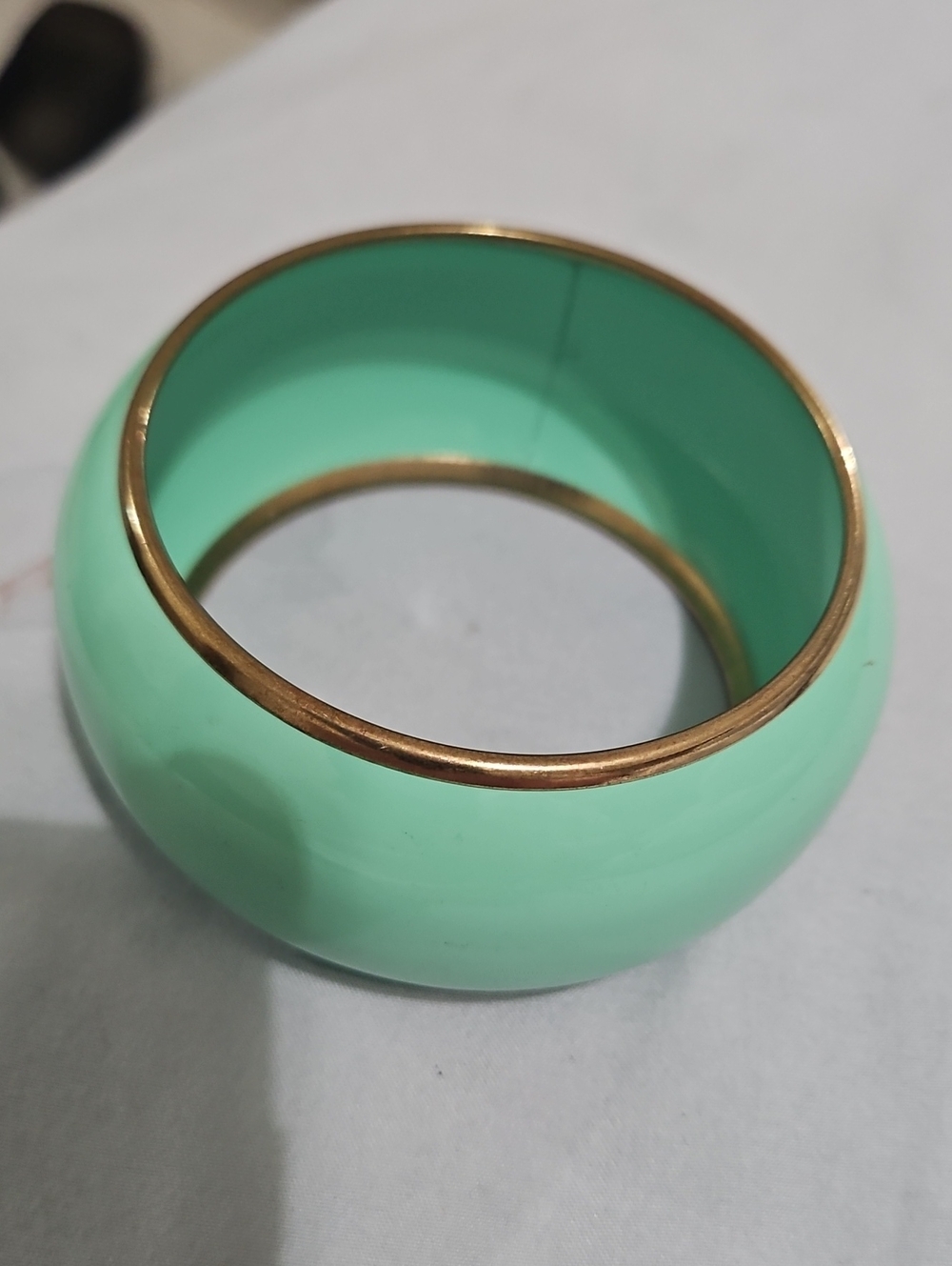 Gold-Trim Mint Green Bangle Bracelet - Women Jewelry